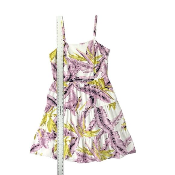 LOFT White Purple Tropical Bird Of Paradise Sun Dress Spaghetti Straps Size 4 - Picture 3 of 6